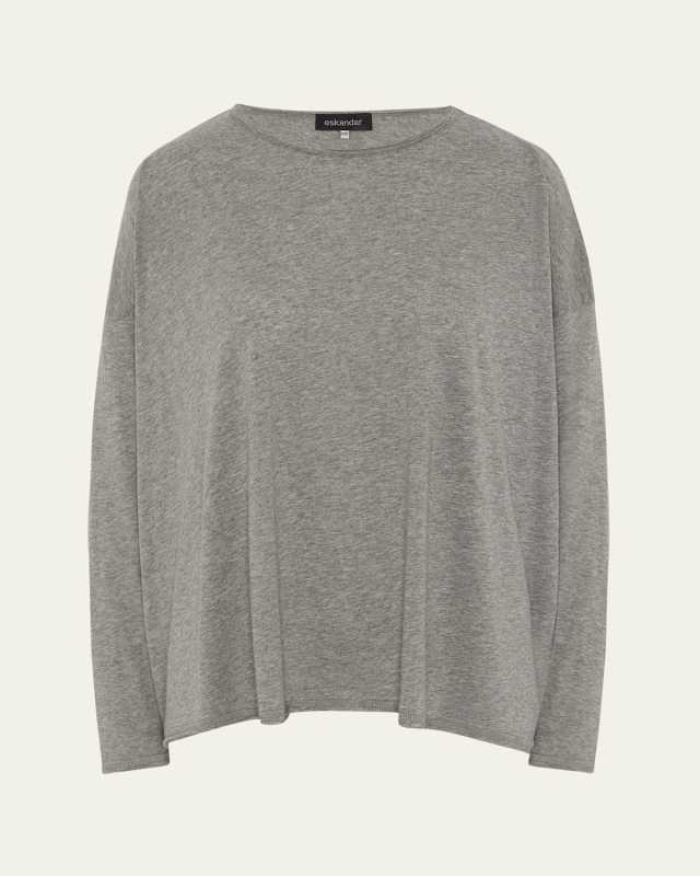 Long Sleeve Double Edge Scoop Neck T-Shirt (Mid Plus Length)